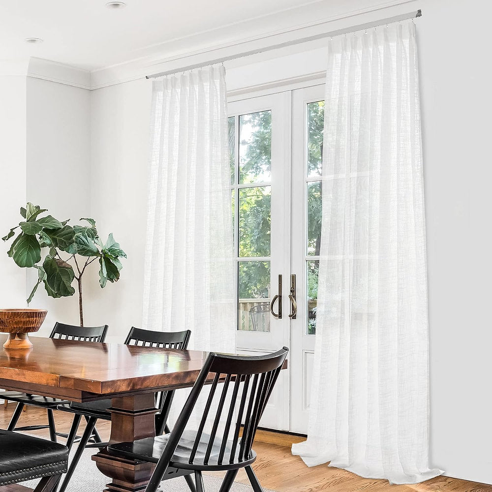 Perdele voal, Deconovo , 245 x 140 cm, alb, set 2