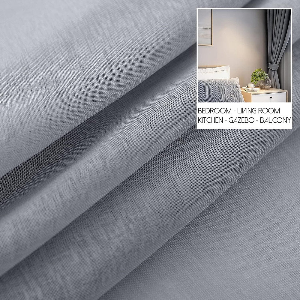 Perdele Mrtrees cu ochiuri semitransparentă, 140 x 225cm, set de 2, Gri