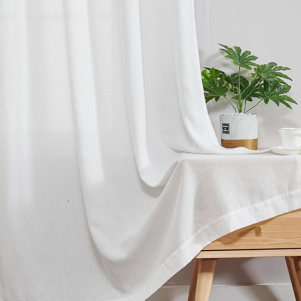 Perdele TOPICK cu ochiuri semitransparentă, in, 130 x 225 cm, alb