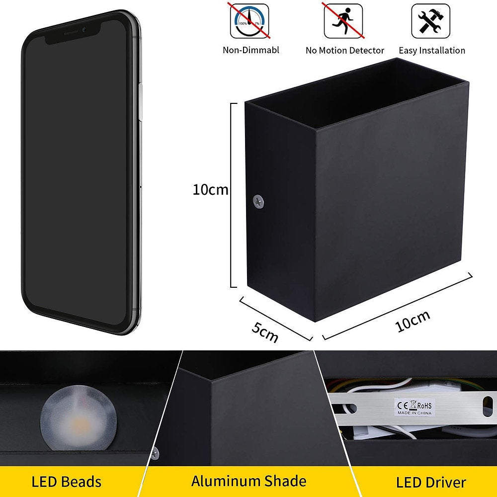 Aplice LED 6W, lumina alba cald, 10x5x10cm, set de2