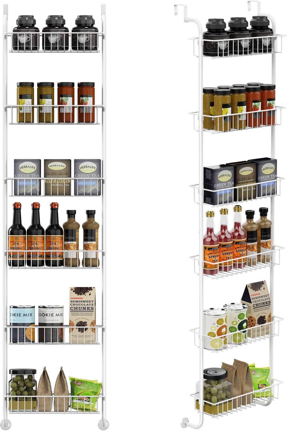 Organizator universal, suport agtator cu 6 cosuri, metalic, Alb