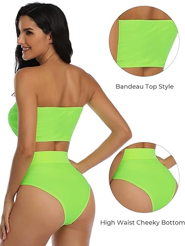 Set de bikini fără bretele cu talie înălță cu bandă din două piese, S