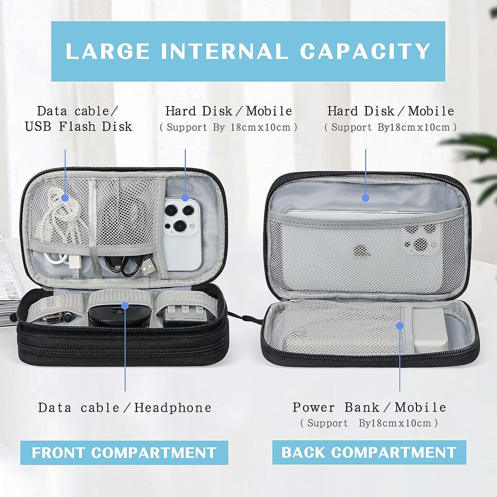 Organizator accesorii electronice, Skycase, impermeabil, 2 compartimente, negru