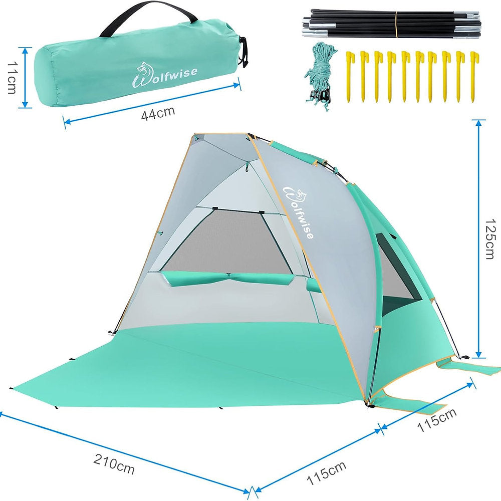 Cort plaja semi-deschis, Wolfwise, UPF 50+, 2-3persoane