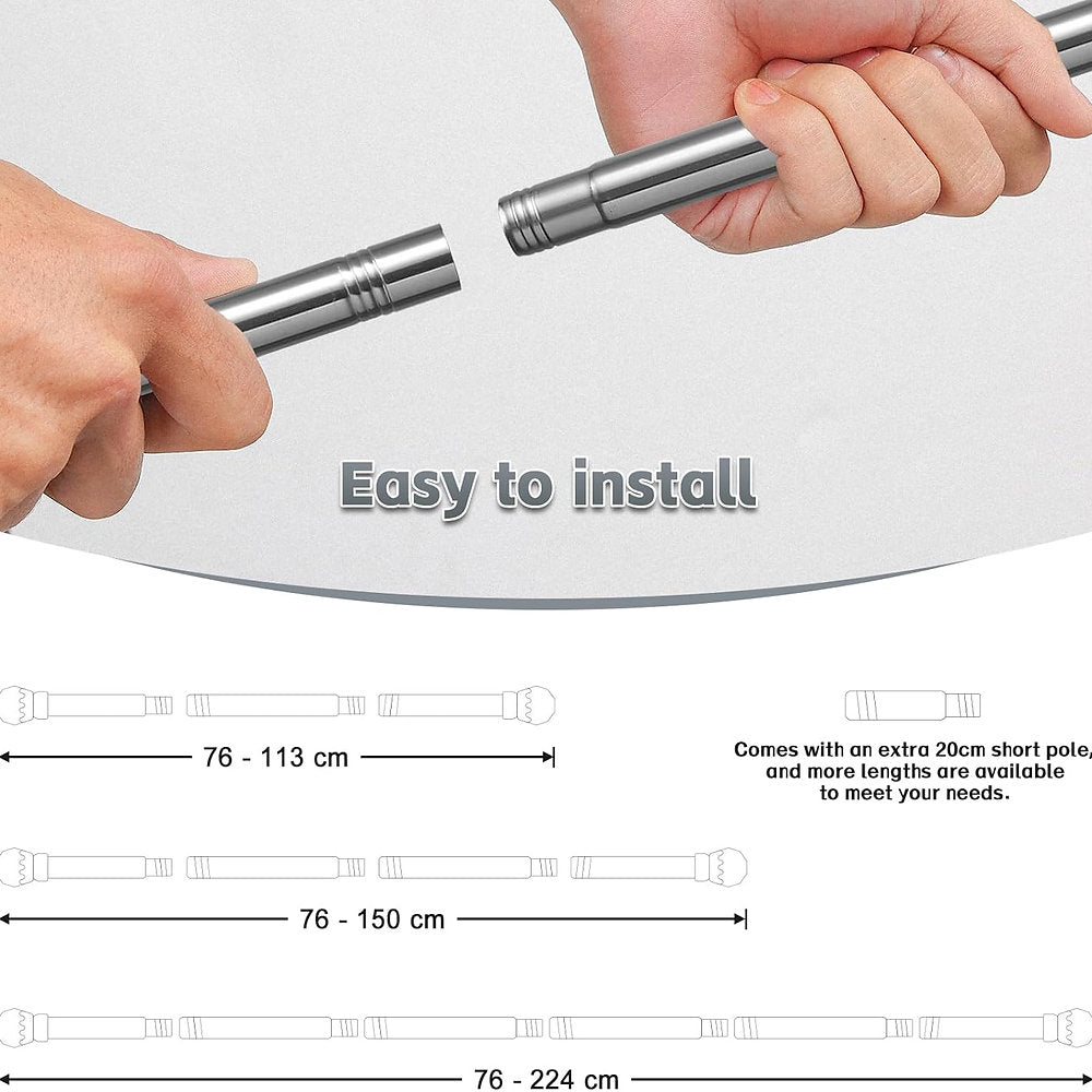 Galerie, bara perdea, 76-210cm, 2.5cm, otel, argintiu