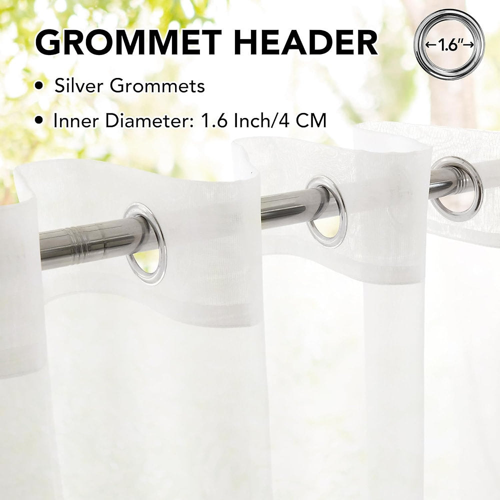 Perdele de exterior Deconovo rezistente la intemperii, 245 sau 275 x 140 cm, alb