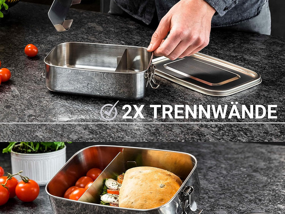 Cutie pranz, camping,picnic, compartimentata, 1.4 litri, inox, premium