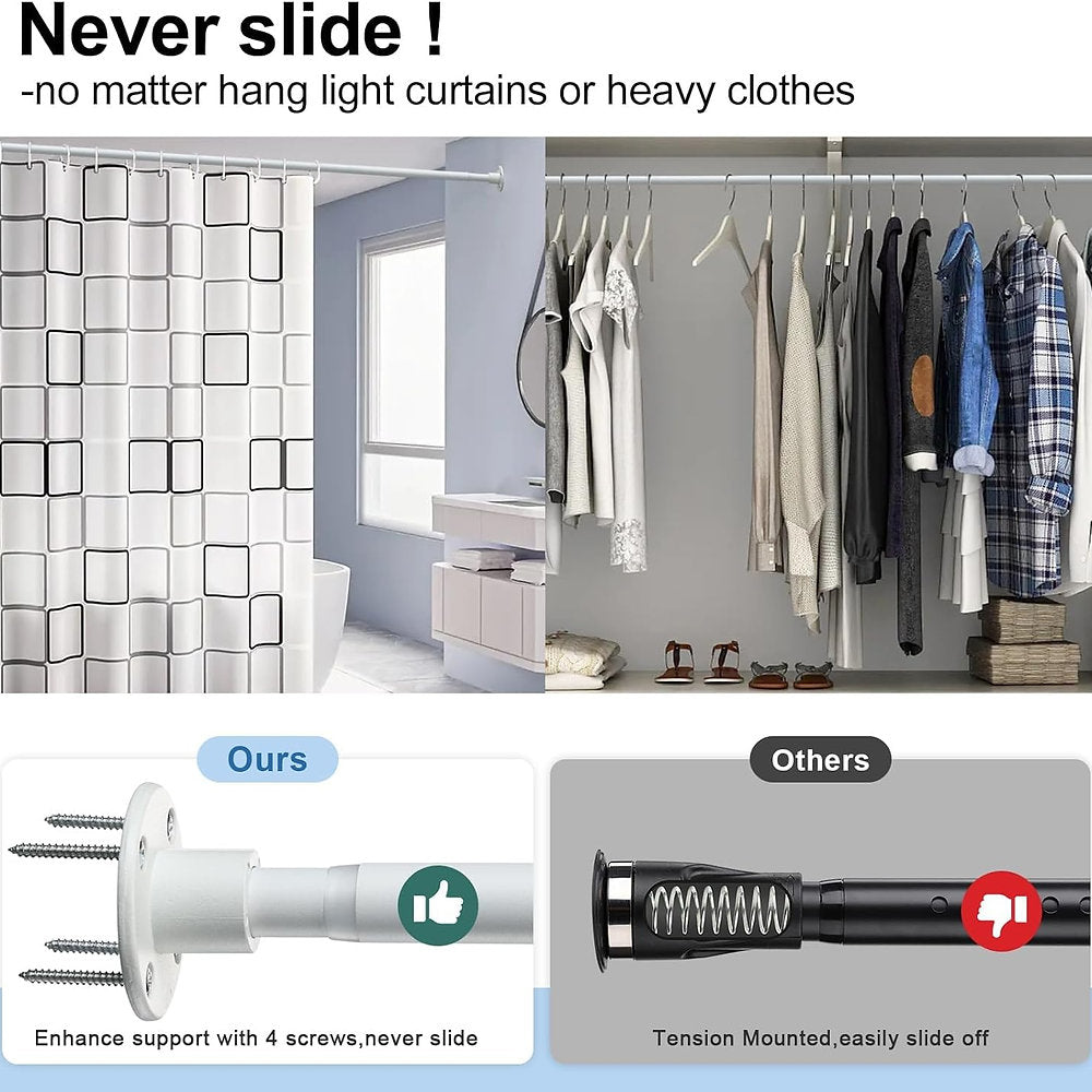 Galerie, bara perdea extensibil, 70-190cm, 2.5cm, otel, alb