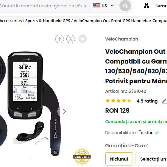 Suport computer bicicleta, compatibil cu Garmin