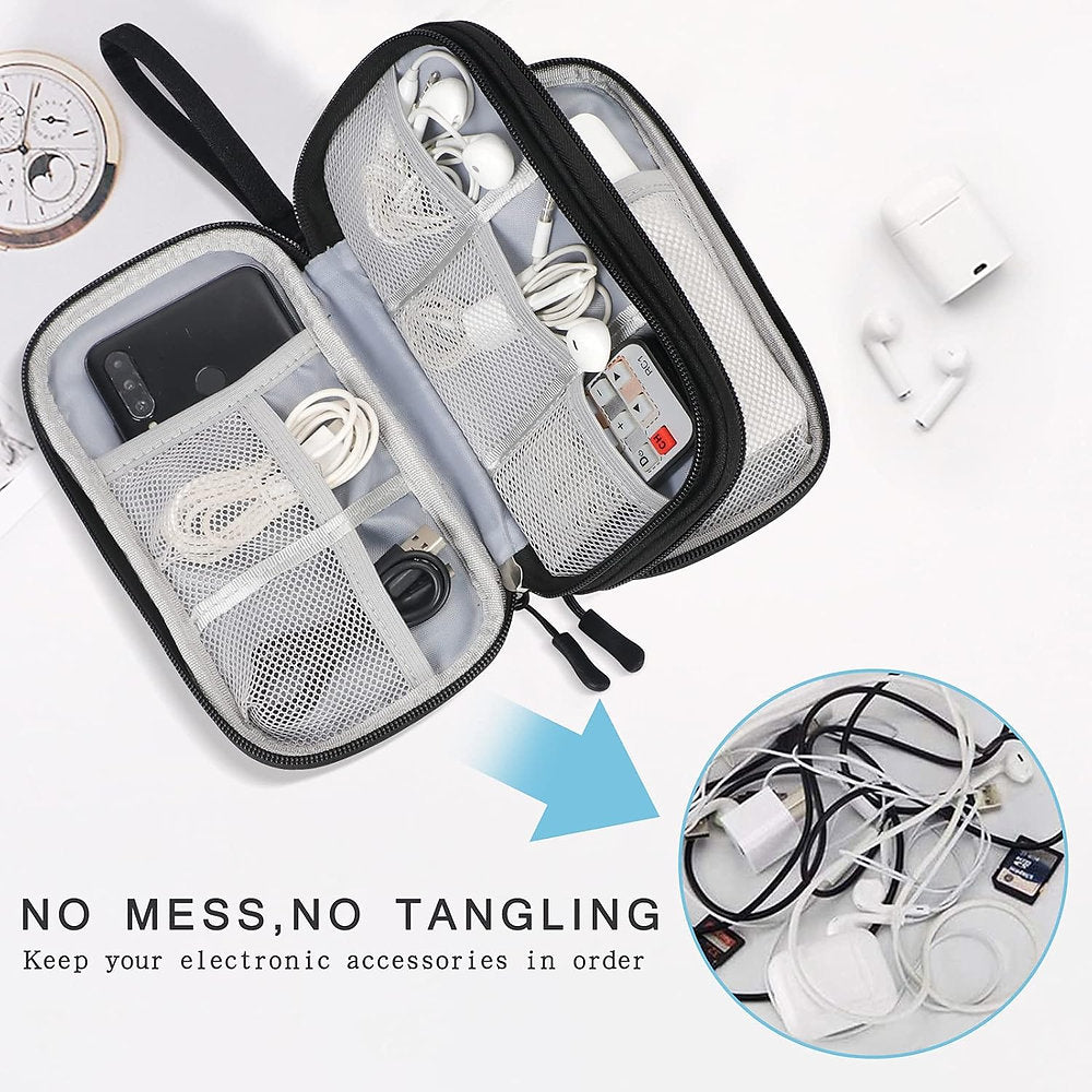 Organizator accesorii electronice, Skycase, impermeabil, 2 compartimente, negru