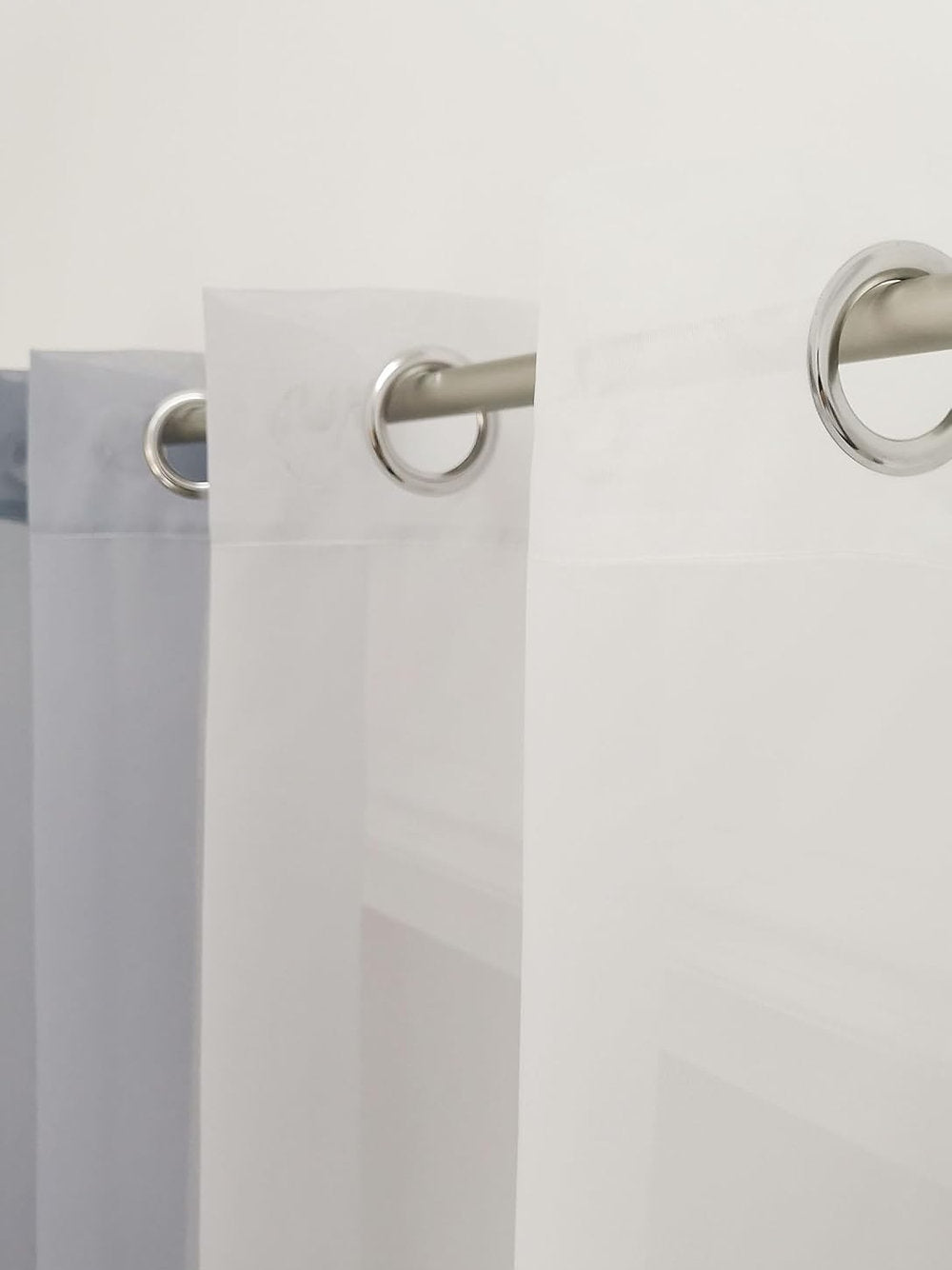 Perdele cu patern gradual, alb-gri, 140x145cm, set de 2