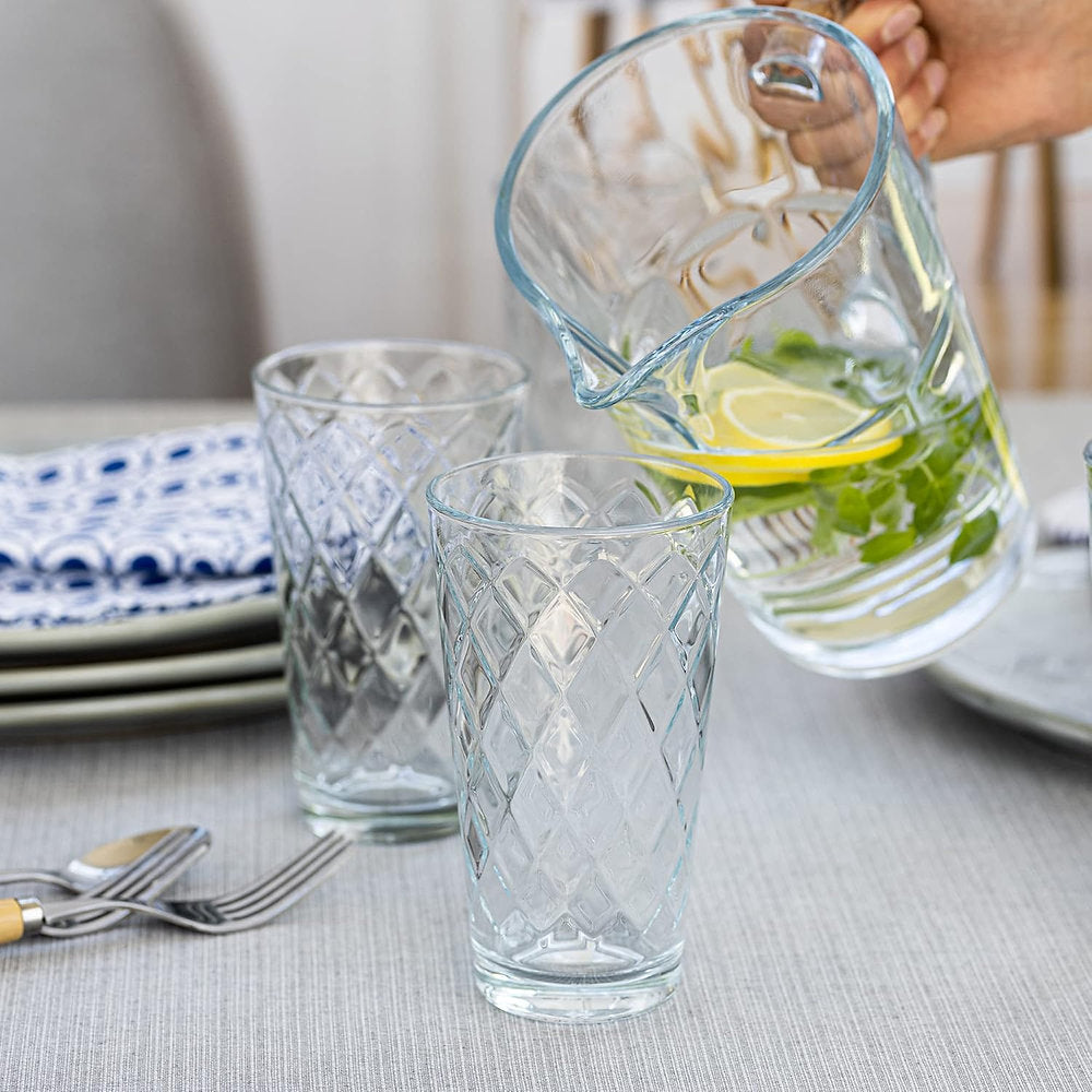 Pahare de sticla decorate, 370ml, Trend For Home, set de 6