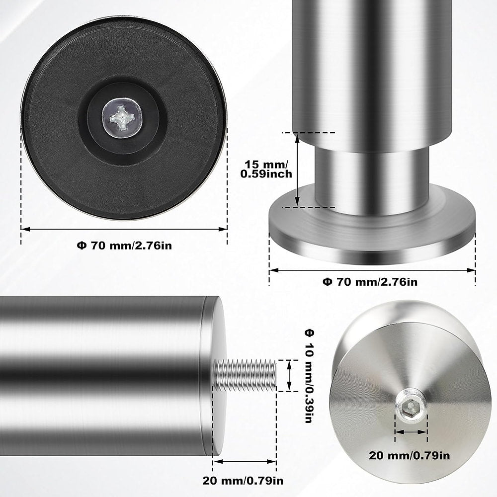 Pachet 4 picioare mobilier, Shuiog, inox, dulap, canapea 10cm (± 15mm)