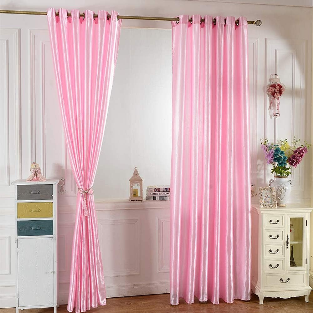 Perdea decorativa, Roz, 2.5 x 1M, set de 2 buc