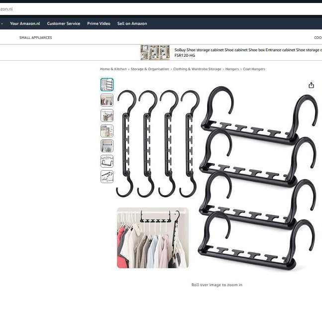 Organizator Umerașe haine Homewit din plastic pentru dulap, pachet de 8