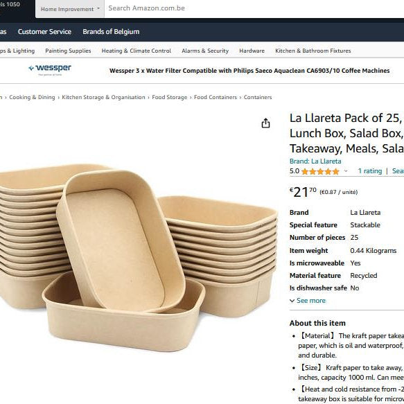 Cutii de carton, rezistente la apa, recipient takeaway 12x17x7.5cm