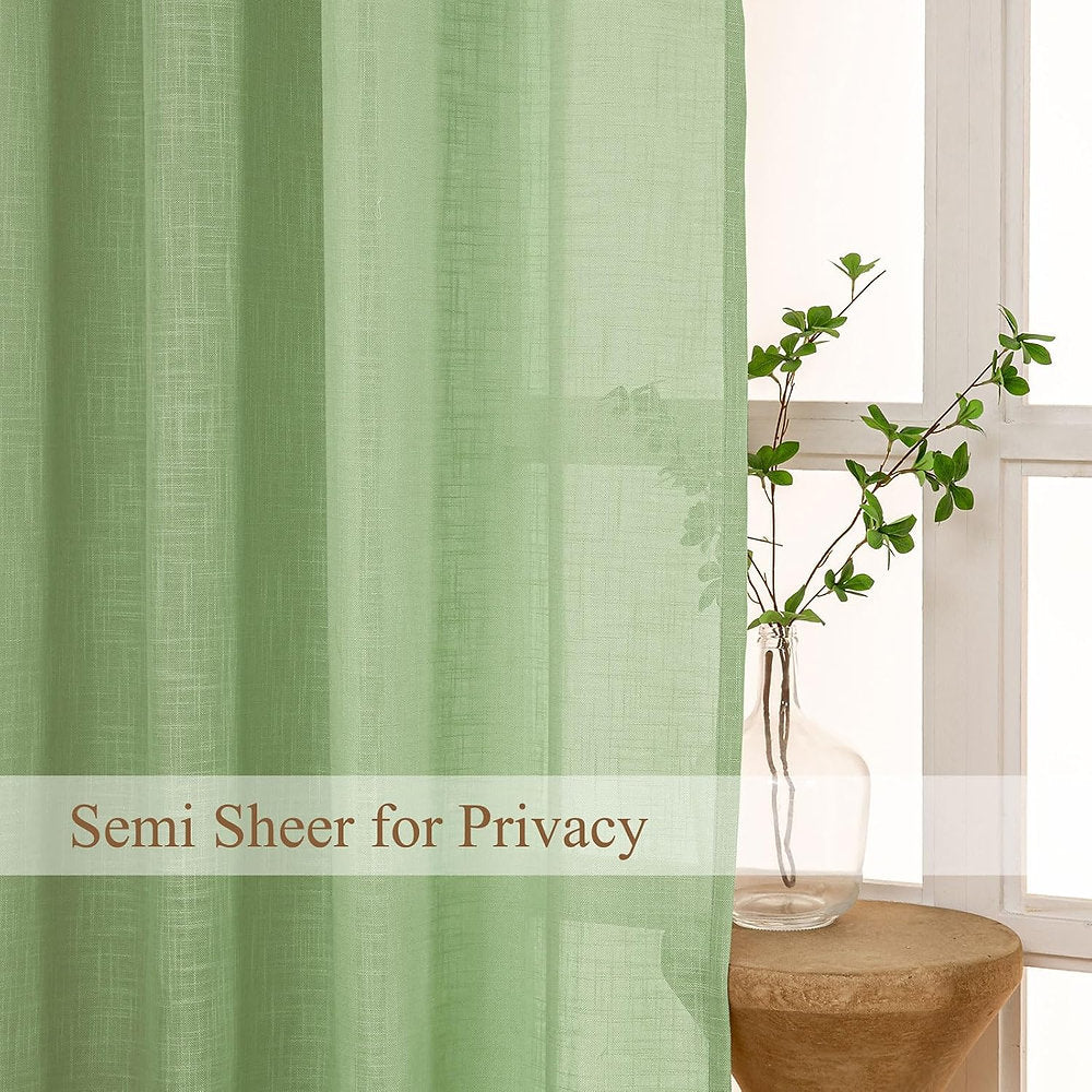 Perdele LZE Home cu ochiuri semitransparentă, 145 x 140cm, verde