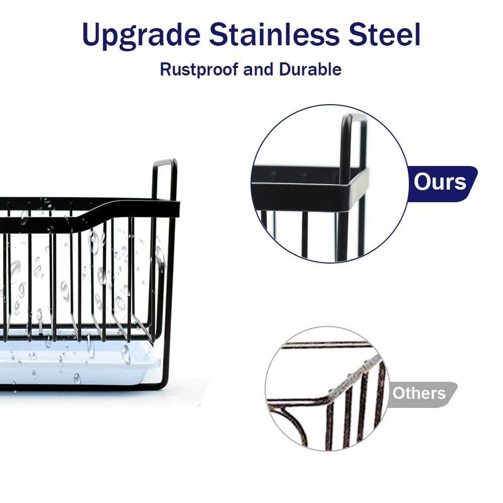 Organizator, suport baie/bucatarie negru cu tavita 19.5/10/14cm