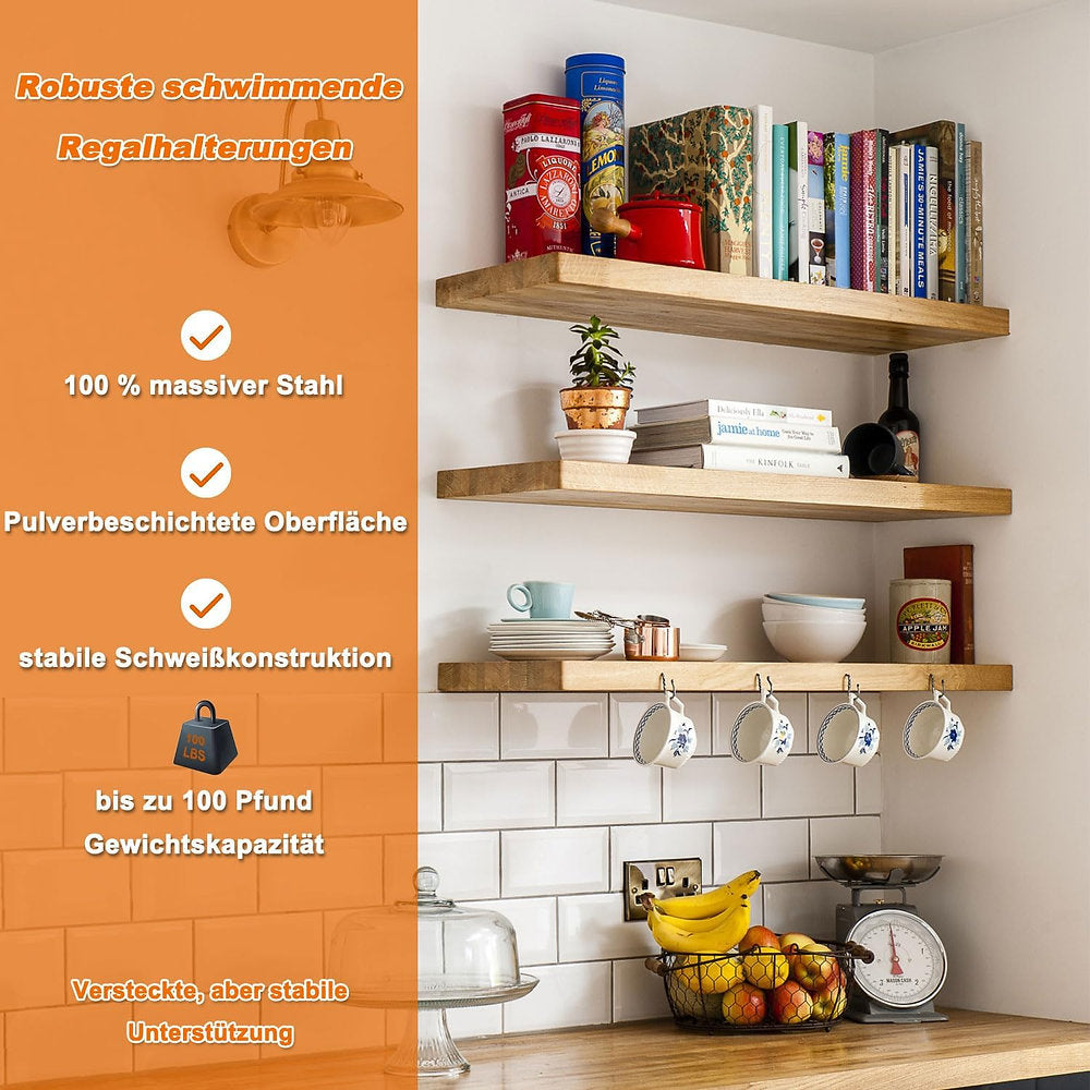 Suport raft, MLOQI invizibil 15,2 cm, set de 2