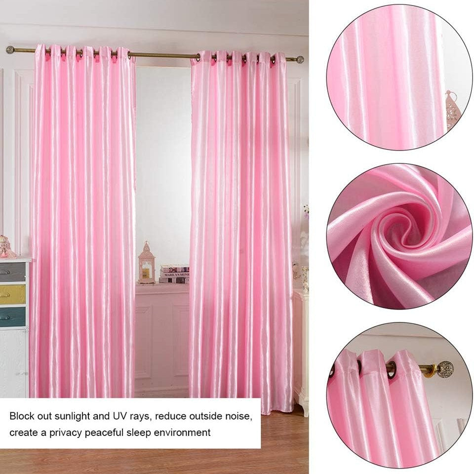 Perdea decorativa, Roz, 2.5 x 1M, set de 2 buc