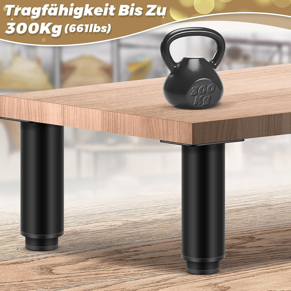 Set de 4 picioare mobila, Ksrnsne, reglabile 12-18cm, otel carbon