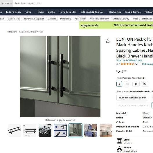 Maner mobila, sertar Lonton, negru, 224mm