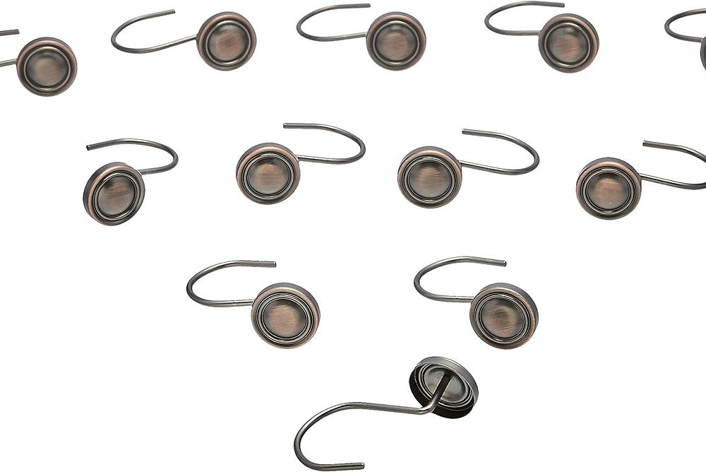 Carlige pentru perdele de dus, Amazon Basics, bronz antichizat, set de 12