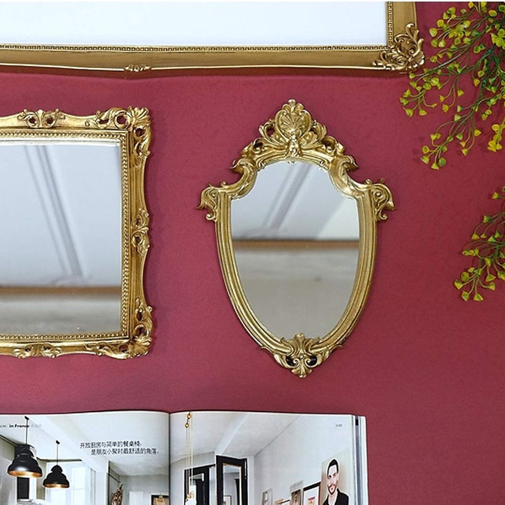 Oglindă decorativă, Funly mee, de perete antică, 30 x 23 cm