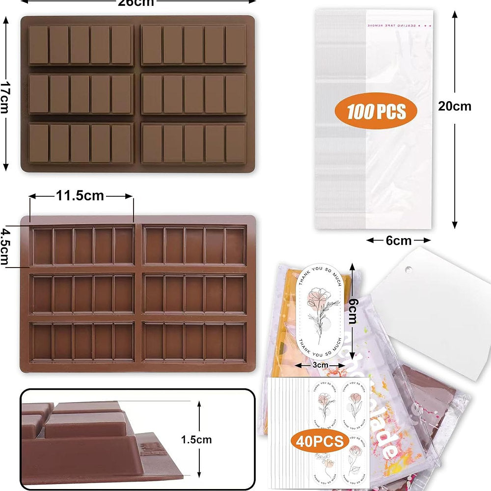Forma silicon de ciocolata Dubai, fara BPA, 6 batoane, 26 x 17cm (6 x 11.5cm x 4