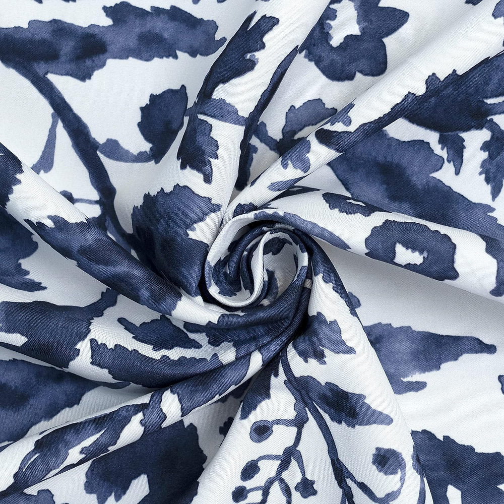 Draperii decorative, DriftAway, alb cu frunze, 168x229cm, set de 2