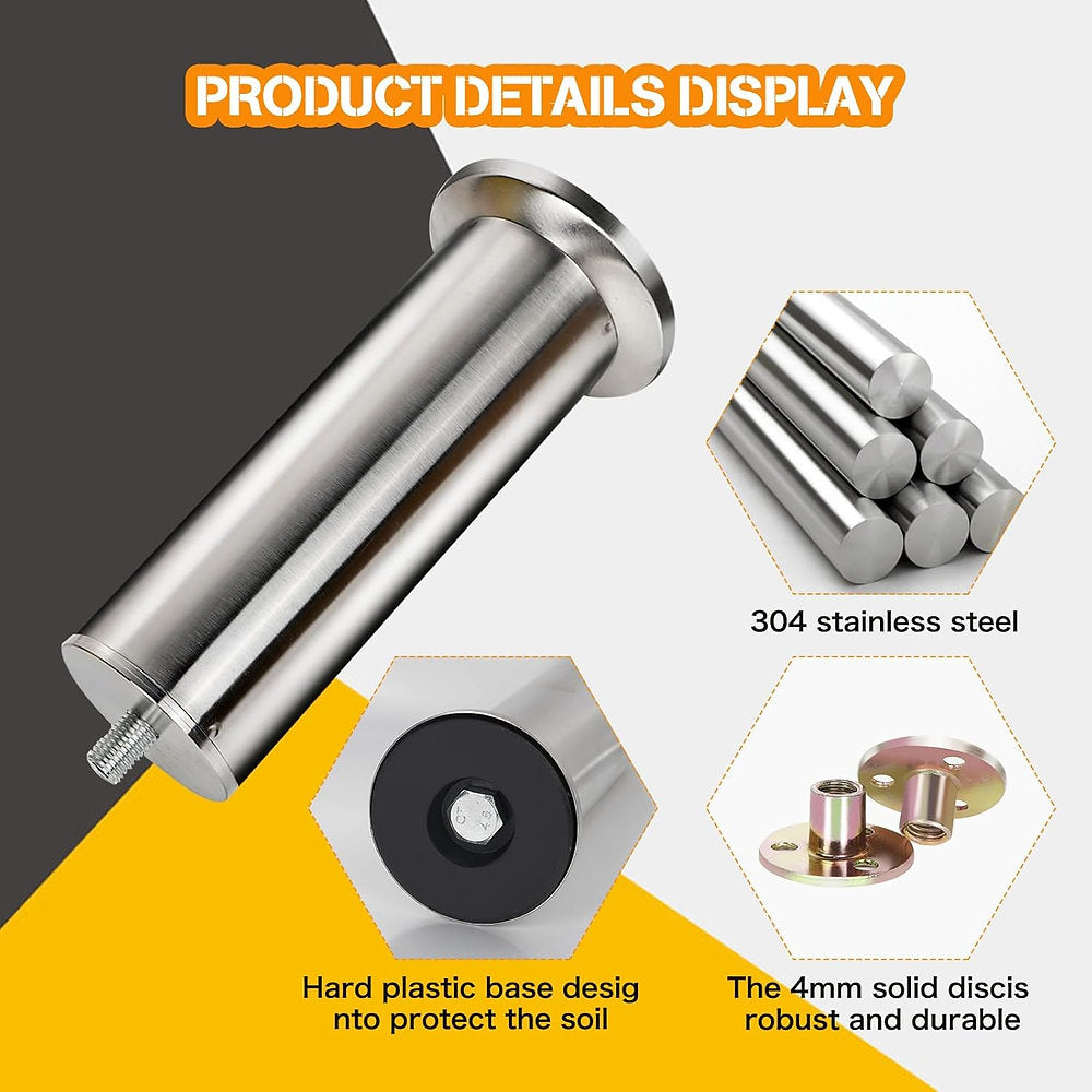 Pachet 4 picioare mobilier inox, dulap, canapea 8 cm