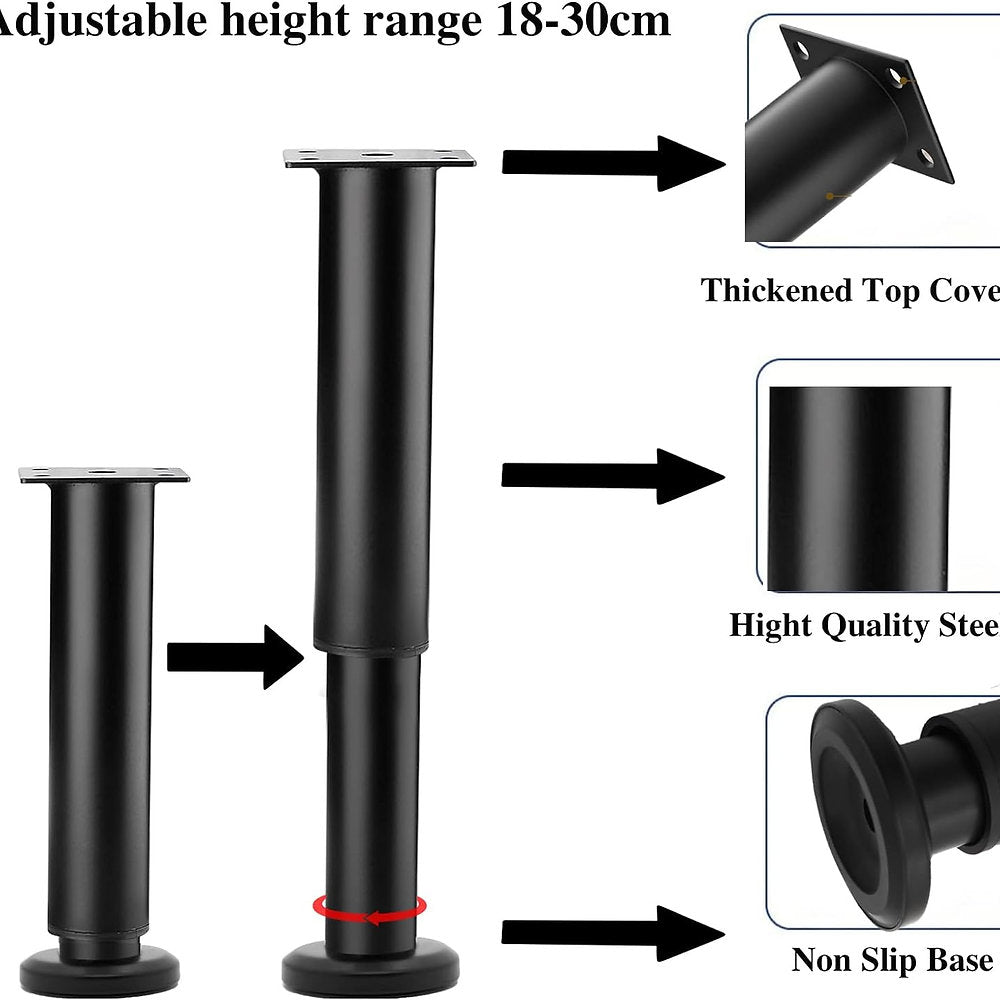 Set de 4 picioare mobila,RHUAFET, reglabile 25-35cm, otel carbon