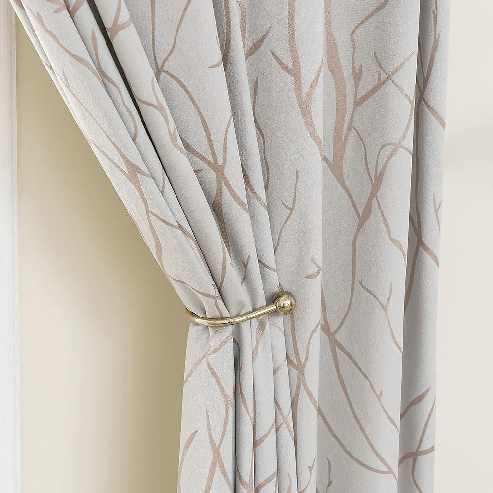 Draperii decorative 100% blackout, EMEMA, 140x175cm set de 2, gri-alb