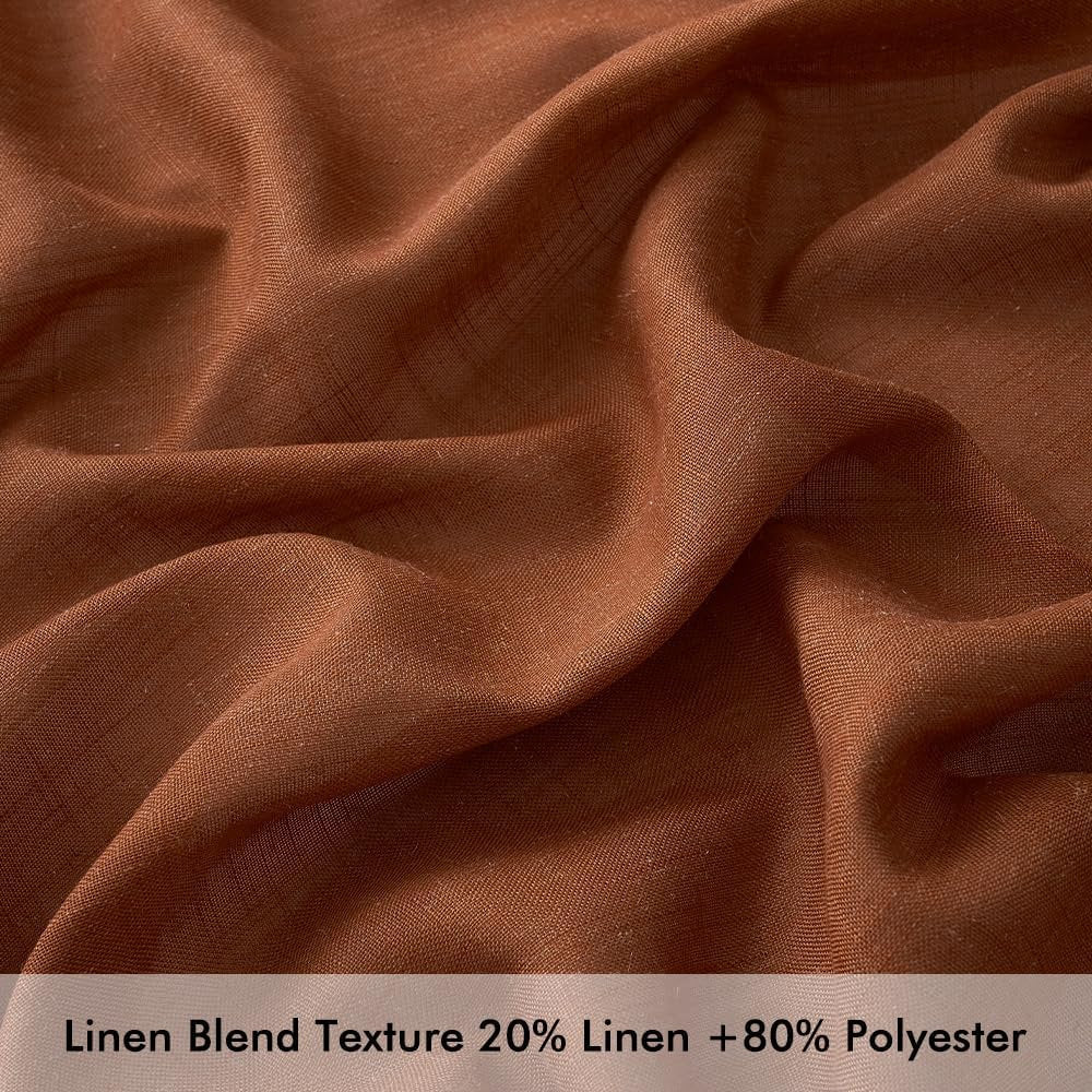 Perdele decorative, MIULEE, cu ochiuri translucidă, 140 x 225 cm, maro