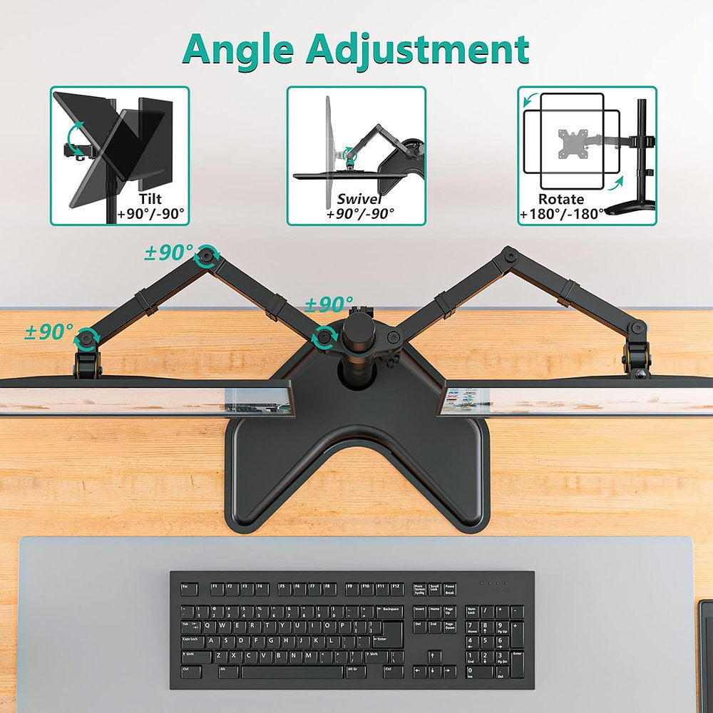 Braț, suport pentru monitor, două monitoare , Wali 13-27", 10kg