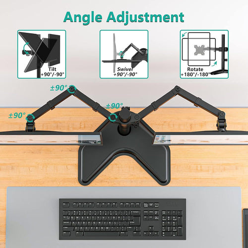Braț, suport pentru monitor, două monitoare , Wali 13-27", 10kg