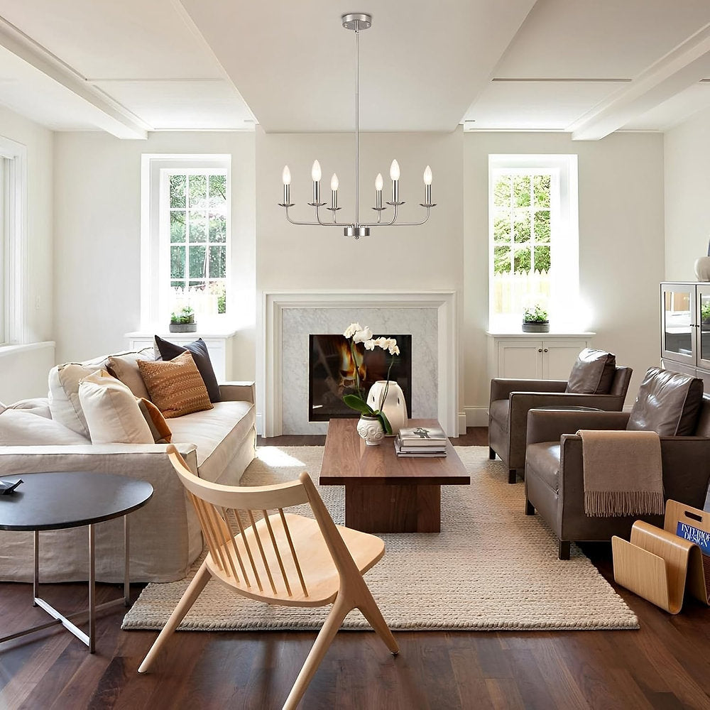 Candelabru modern, Lxwnyy lustra 6 brate, argintiu E14