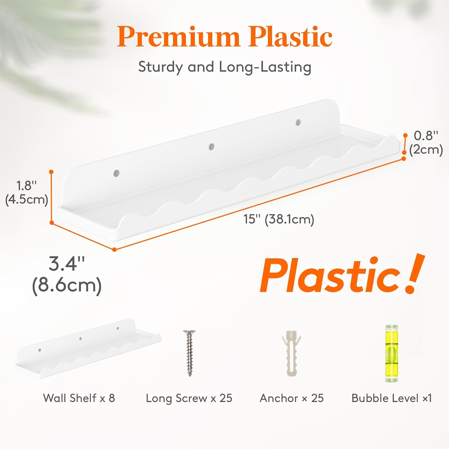 Rafturi suspendate plasic premium, Lifewit 38 x 8.6cm, set de 8