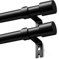 Set de 2 Galerii, bara perdele, draperii, 76 - 152cm, negru mat
