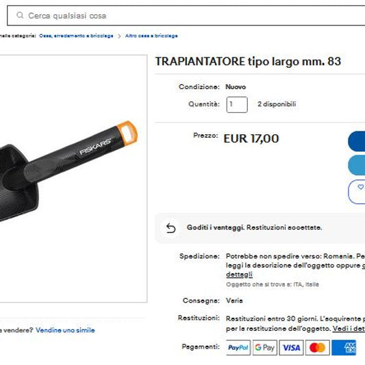 Lopatica gradinarit, Plantator Fiskars, negru, 29 cm