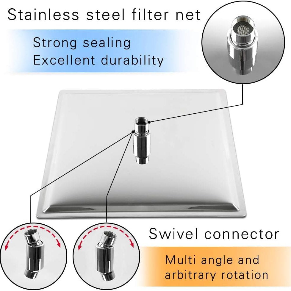 Cap de dus tip ploaie, HAUSPROFI 30cm, inox, patrat