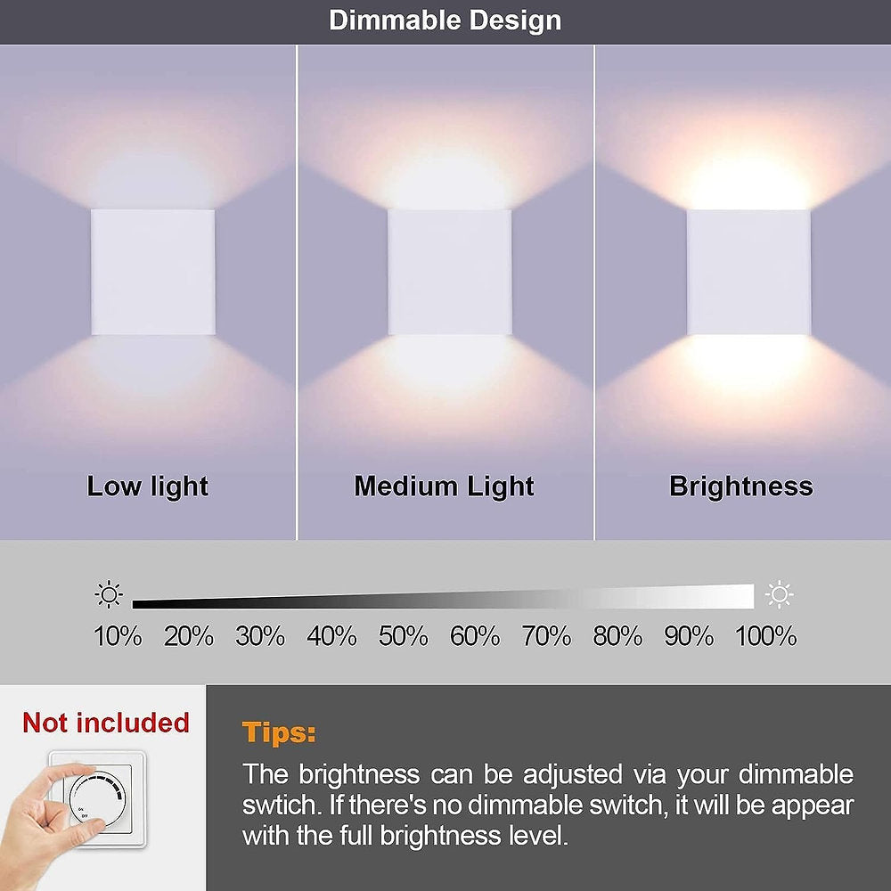 Aplice LED 10W, lumina alba cald, 12x5x12cm, set de2, alb