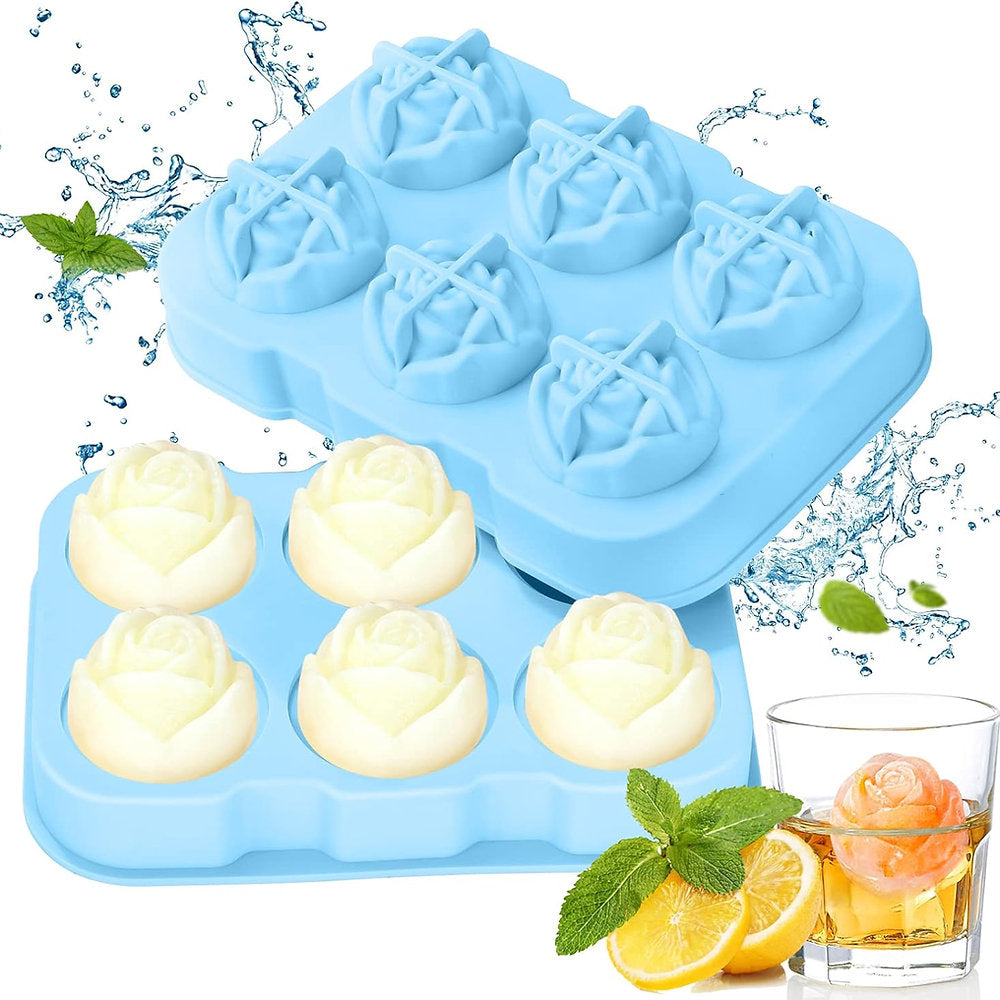 Tava silocon pentru cuburi de gheata, Qabrtyg, inghetata, 6 forme 3d, flori