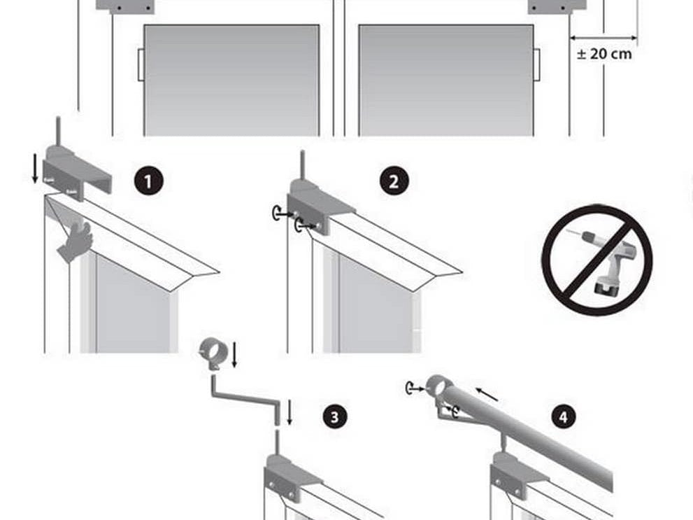 Suport tija perdea cu fixare pe usa