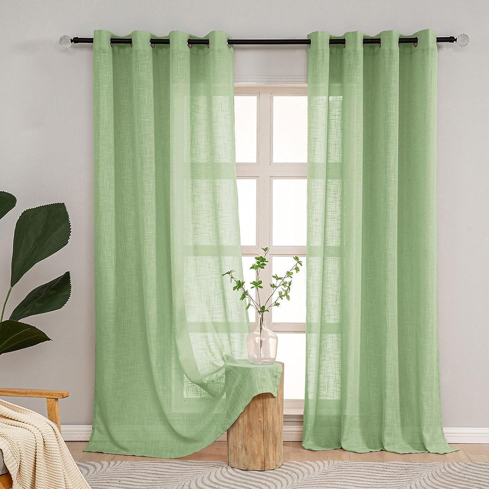 Perdele LZE Home cu ochiuri semitransparentă, 145 x 140cm, verde