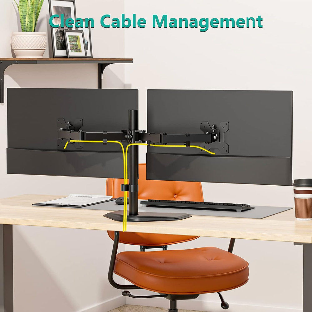 Braț, suport pentru monitor, două monitoare , Wali 13-27", 10kg
