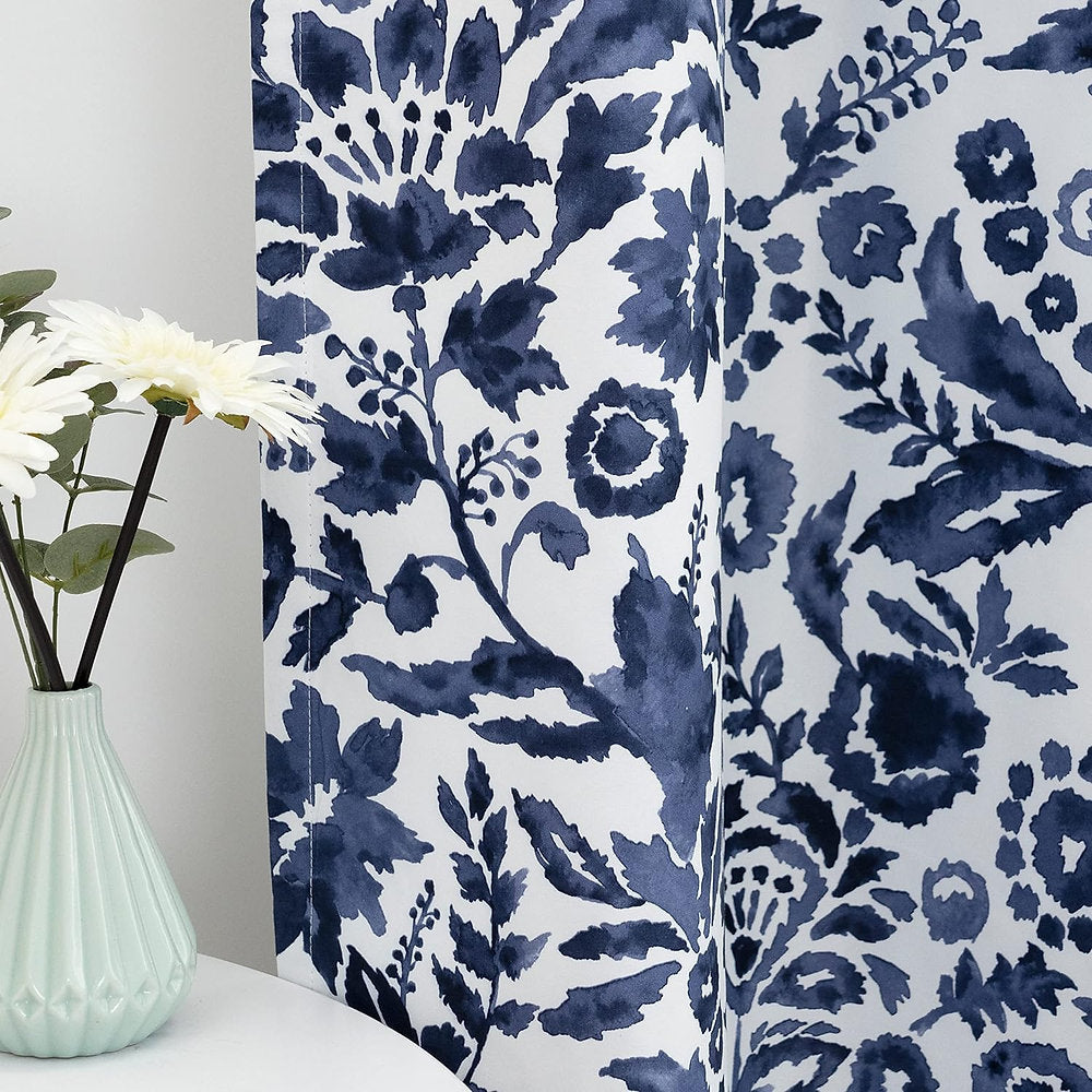 Draperii decorative, DriftAway, alb cu frunze, 168x229cm, set de 2