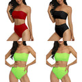 Set de bikini fără bretele cu talie înălță cu bandă din două piese, S