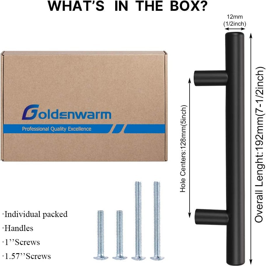 Maner mobila, Goldenwarm, 192cm, inox, negru