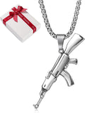 Lantisor cu pandantiv AK47 de 71mm, inox, in cutie cadou, 60cm
